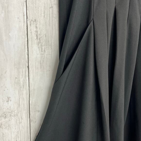 De Philo Black Sleeveless V Neck Flowy Pockets Basic Fairy Goth Witchy Dress - Picture 4 of 10